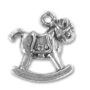 Rocking horse charm 17mm Old silver tone x1