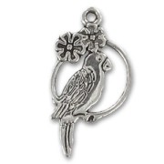 Parrot charm 28mm Old silver tone x1|raw }}