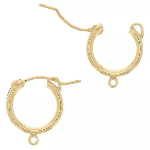15 mm hoop earrings with open ring - 2.3 mm wire - Gold filled x2