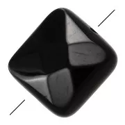 12mm Gemstone Square faceted bead - Black Agate x1