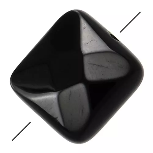 12mm Gemstone Square faceted bead - Black Agate x1