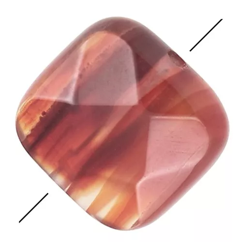 12mm Gemstone Square faceted bead - Red agate x1