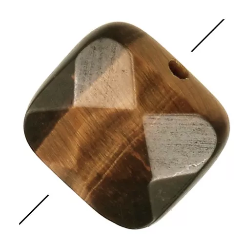 12mm Gemstone Square faceted bead - Tiger Eye x1
