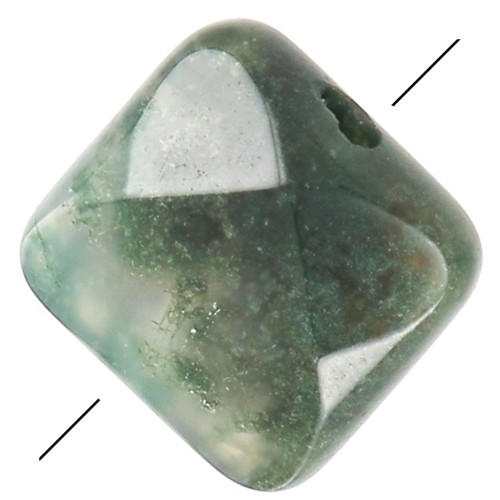 12mm Gemstone Square faceted bead - Indian Agate x1