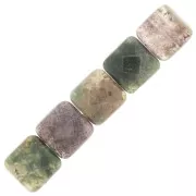 12mm Gemstone Square faceted bead - Indian Agate x1