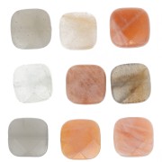 12mm Gemstone Square faceted bead - Mix Pink Moonstone x1