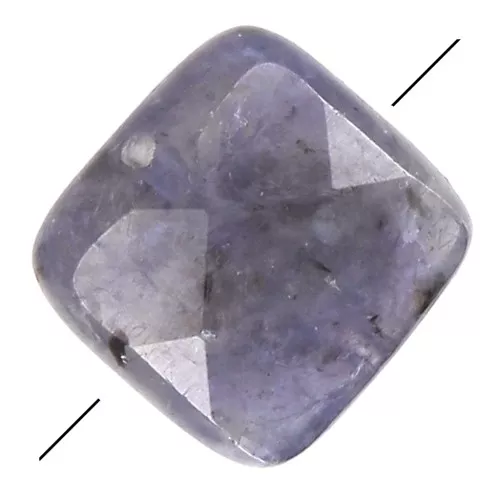 12mm Gemstone Square faceted bead - Iolite x1