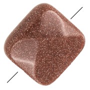 12mm Square faceted bead en Gold Stone - Sun Stone Imitation x1