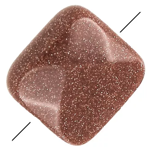 12mm Square faceted bead en Gold Stone - Sun Stone Imitation x1