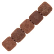 12mm Square faceted bead en Gold Stone - Sun Stone Imitation x1