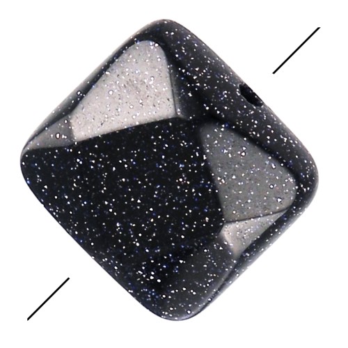 12mm Square faceted bead - Blue Sand Stone Imitation x1