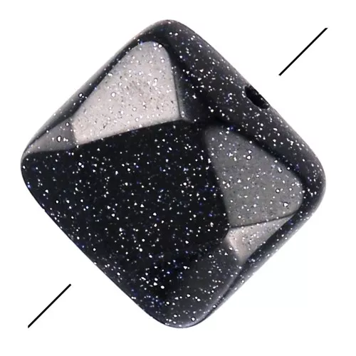 12mm Square faceted bead - Blue Sand Stone Imitation x1