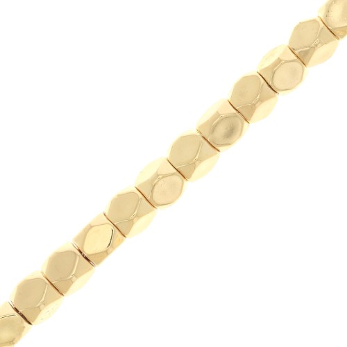 3mm Polygon facetted mini beads imitation hematite - Champagne x40cm