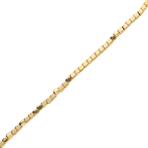 3mm Polygon facetted mini beads imitation hematite - Gold Tone x40cm