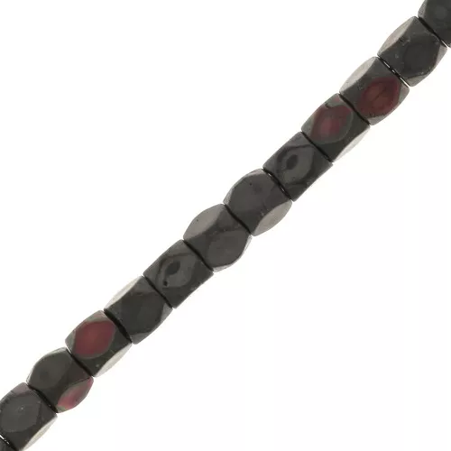 3mm Polygon facetted mini beads imitation hematite - Jet AB x40cm
