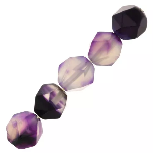 8x7mm Hexagonal gemstone beads - Tinted Agate - Purple x10