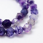 8x7mm Hexagonal gemstone beads - Tinted Agate - Purple x10