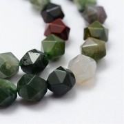 8x7mm Hexagonal gemstone beads - Indian Agate x10