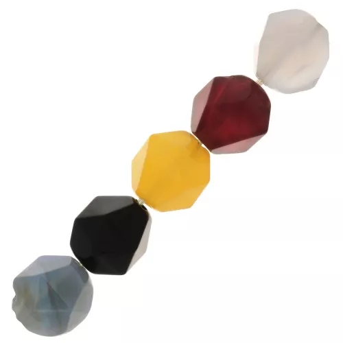 8x7mm Hexagonal gemstone beads - Tinted Agate - Multicolour x10