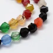 8x7mm Hexagonal gemstone beads - Tinted Agate - Multicolour x10