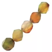 8x7mm Hexagonal gemstone beads - Tinted Agate - Orange - Brown - Green x10