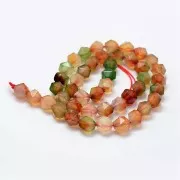 8x7mm Hexagonal gemstone beads - Tinted Agate - Orange - Brown - Green x10