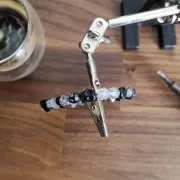 8x7mm Hexagonal gemstone beads - Black Tinted Agate - Grey x10