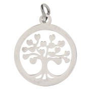 Round openwork tree of life pendant 17x15 mm - open ring - 316L stainless steel x1