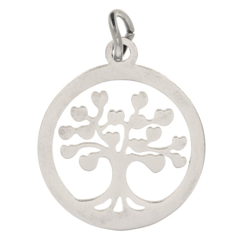 17x15mm Stainless steel Round openwork tree of lifependant with open ring x1