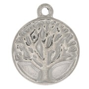 15.5x13mm Stainless steel Round tree of life pendant x1