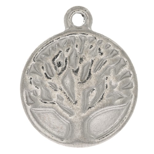 15.5x13mm Stainless steel Round tree of life pendant x1
