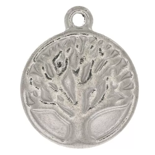 15.5x13mm Stainless steel Round tree of life pendant x1