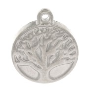 15.5x13mm Stainless steel Round tree of life pendant x1