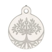 12x10mm Stainless steel Round engraved tree of life charm x1|raw }}