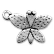 Butterfly charm 26x18mm Old silver tone x1