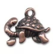 Turtle charm 13mm Old copper tone x1