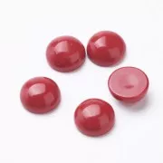 8mm Round glass cabochon - Coral imitation - Red x1