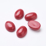 Cabochon ovale en verre 18x13 mm - Imitation corail - Rouge x1