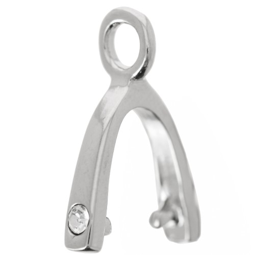 18 mm rhinestone pendant clip - White bronze x1
