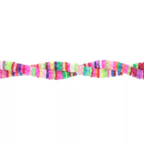 4.5x1mm Polymer clay Flower beads style Heishi - Multicoloured x40cm