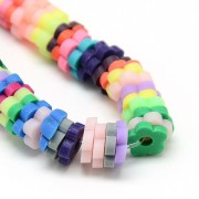4.5x1mm Polymer clay Flower beads style Heishi - Multicoloured x40cm