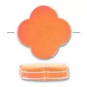 Flower-shaped puck 23mm Orange  & white lines x1