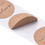 25mm Self-adhesive labels - Handmade with Love - Brown - Black - Red x500