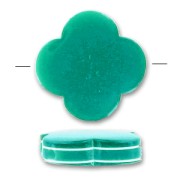 Flower-shaped puck 23mm Emerald  & white lines x1|raw }}