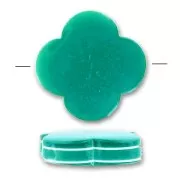 Flower-shaped puck 23mm Emerald  & white lines x1