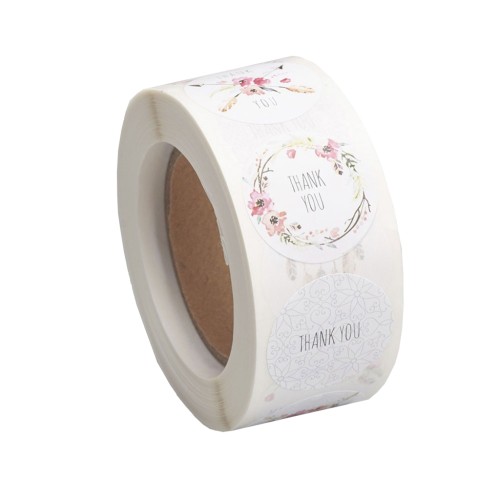 25mm Self-adhesive labels - Thank you - White - Multicolored pastel x500