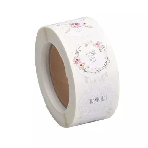 25mm Self-adhesive labels - Thank you - White - Multicolored pastel x500