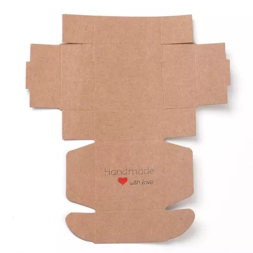 5.5x5.5x2.5cm Self-assembly cardboard gift box - Handmade with Love - Kraft x1
