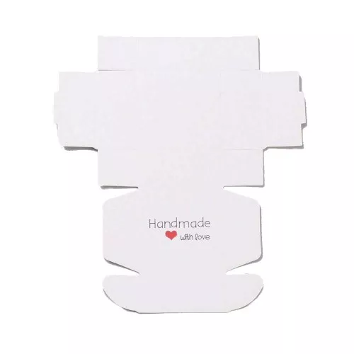 5.5x5.5x2.5cm Self-assembly cardboard gift box - Handmade with Love - White x1