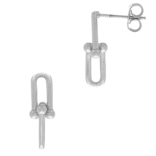 19x6mm Design earstuds - Rhodium Tone x2